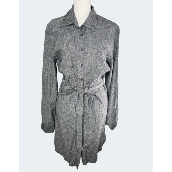 New York & Company Soho Womens Gray Long-Sleeve Button-Down Shirtdress Medium - Picture 13 of 16